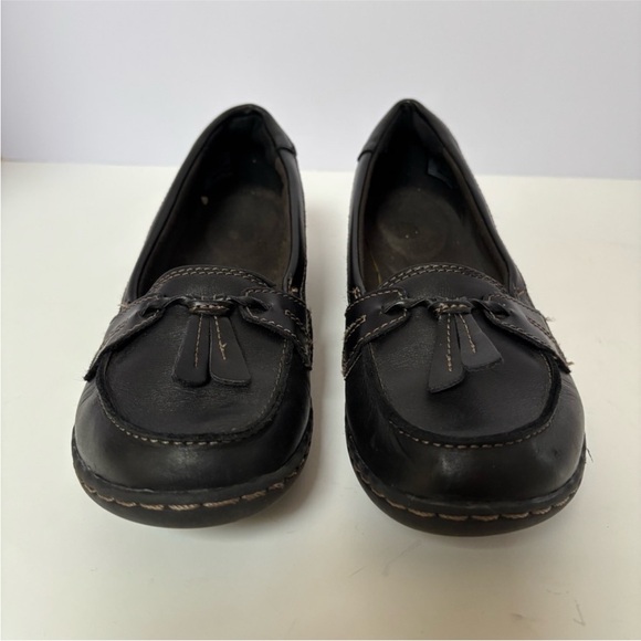 Clarks Ashland Bubble Loafers Work Shoes Comfort Slip On Leather Black Size 7 - Picture 5 of 11